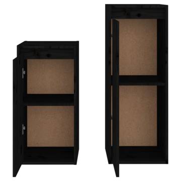 TV Cabinets 2 pcs Black Solid Wood Pine