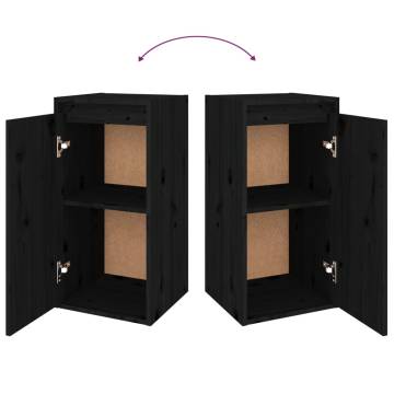 TV Cabinets 2 pcs Black Solid Wood Pine