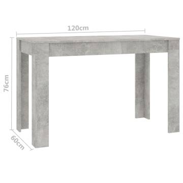 Dining Table Concrete Grey 120x60x76 cm Engineered Wood