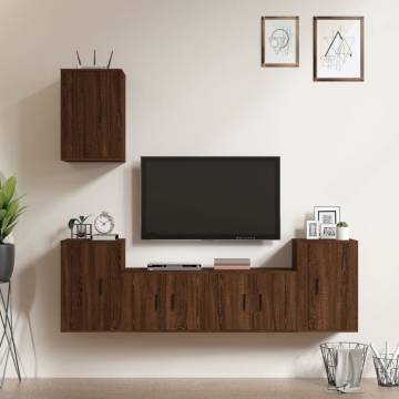 5 Piece TV Cabinet Set Brown Oak Engineered Wood