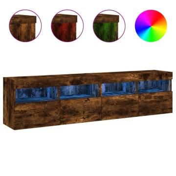 TV Wall Cabinets with LED Lights 2 pcs Smoked Oak 80x30x40 cm