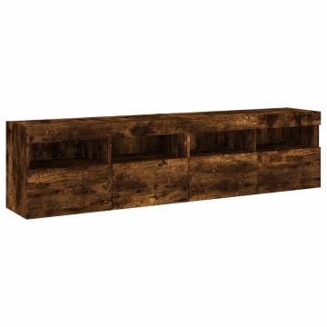 TV Wall Cabinets with LED Lights 2 pcs Smoked Oak 80x30x40 cm