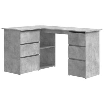 Corner Desk Concrete Grey 145x100x76 cm Engineered Wood