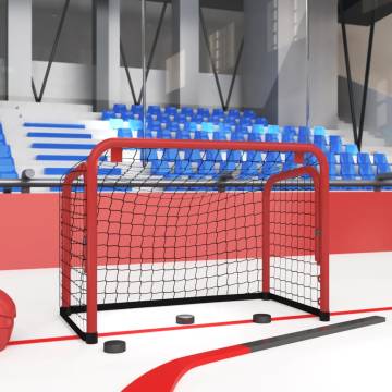 Hockey Goal with Net Red&Black 68x32x47 cm Steel&Polyester