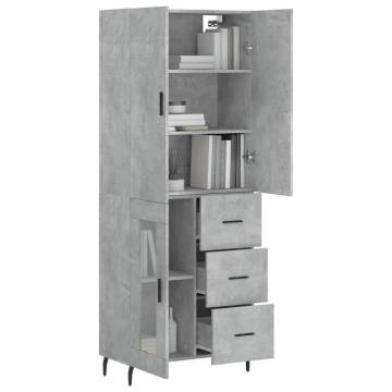 Highboard Concrete Grey 69.5x34x180 cm Engineered Wood