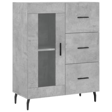 Highboard Concrete Grey 69.5x34x180 cm Engineered Wood