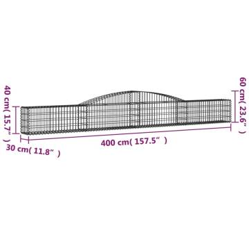 Arched Gabion Baskets 3 pcs 400x30x40/60 cm Galvanised Iron