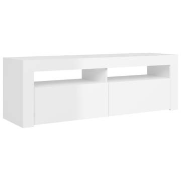 TV Cabinet with LED Lights High Gloss White 120x35x40 cm