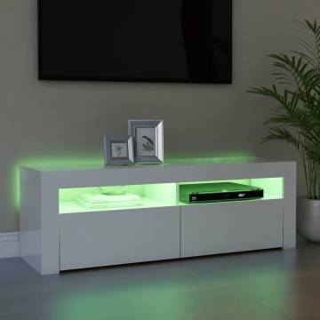 TV Cabinet with LED Lights High Gloss White 120x35x40 cm