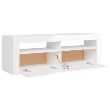 TV Cabinet with LED Lights High Gloss White 120x35x40 cm