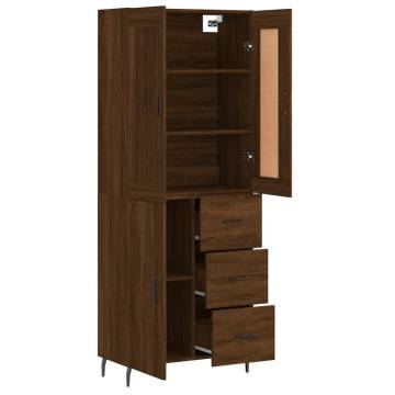 Highboard Brown Oak 69.5x34x180 cm Engineered Wood