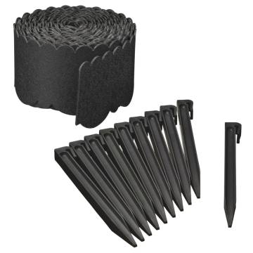 Nature Garden Decorative Border Edging Set H13 cmx12 m with Spike Black