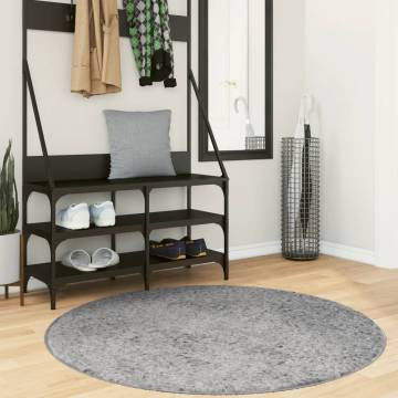 Shaggy Rug PAMPLONA High Pile Modern Grey Ø 120 cm