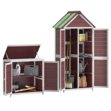 2 Piece Garden Tool Shed Set Mocha Solid Wood Pine