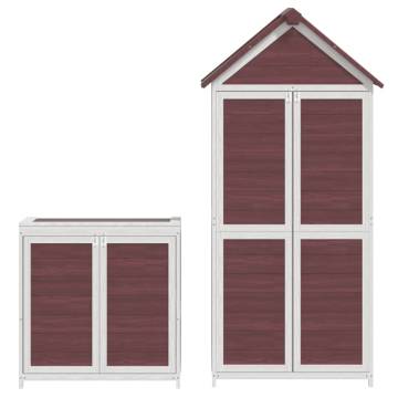 2 Piece Garden Tool Shed Set Mocha Solid Wood Pine