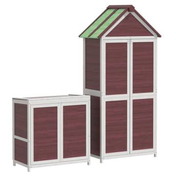 2 Piece Garden Tool Shed Set Mocha Solid Wood Pine