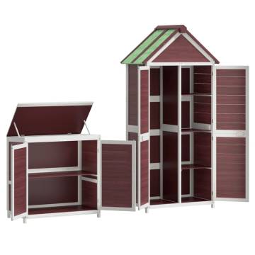 2 Piece Garden Tool Shed Set Mocha Solid Wood Pine