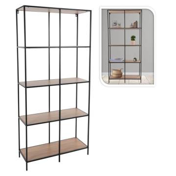 H&S Collection 4-tier Wall Rack 78x30x170 cm Natural and Black