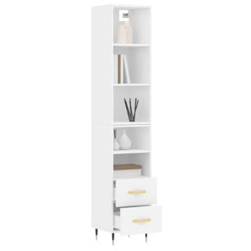 Highboard White 34.5x34x180 cm Engineered Wood