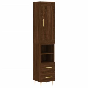 Highboard Brown Oak 34.5x34x180 cm Engineered Wood