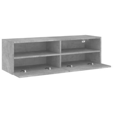 TV Wall Cabinet Concrete Grey 100x30x30 cm Engineered Wood