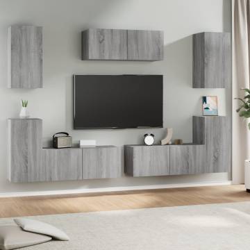 7 Piece TV Cabinet Set Grey Sonoma Engineered Wood