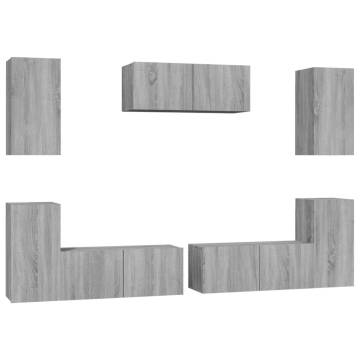 7 Piece TV Cabinet Set Grey Sonoma Engineered Wood