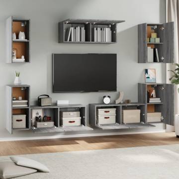 7 Piece TV Cabinet Set Grey Sonoma Engineered Wood