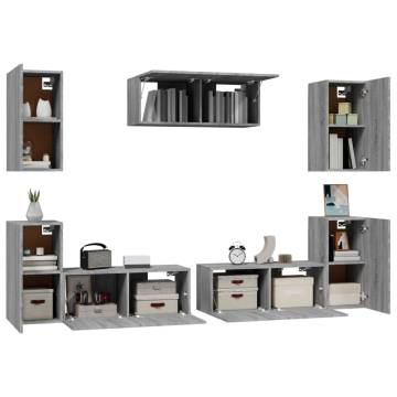 7 Piece TV Cabinet Set Grey Sonoma Engineered Wood