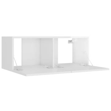 5 Piece TV Cabinet Set High Gloss White Engineered Wood