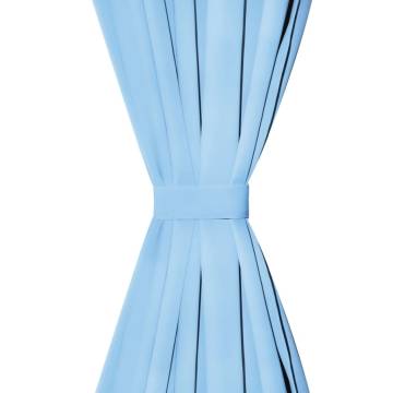 Micro-Satin Curtains 2 pcs with Loops 140x175 cm Turquoise