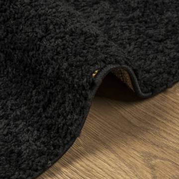 Shaggy Rug PAMPLONA High Pile Modern Black 240x240 cm