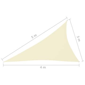 Sunshade Sail Oxford Fabric Triangular 3x4x5 m Cream