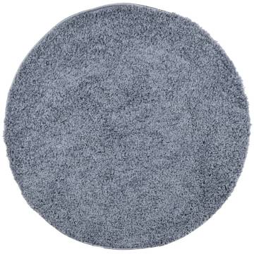 Shaggy Rug High Pile Modern Blue Ø 160 cm