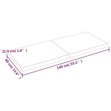 Table Top 140x60x(2-4) cm Untreated Solid Wood Live Edge