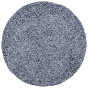 Shaggy Rug High Pile Modern Blue Ø 240 cm