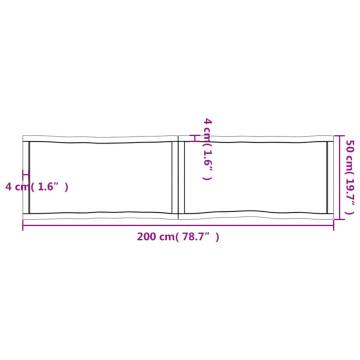 Table Top 200x50x(2-4) cm Untreated Solid Wood Live Edge