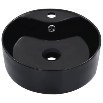 Wash Basin with Overflow 36x13 cm Ceramic Black