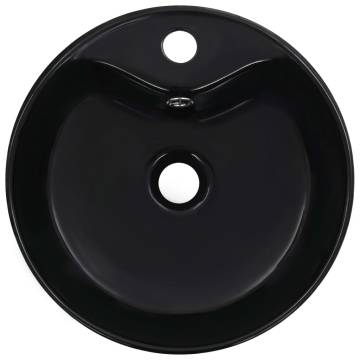 Wash Basin with Overflow 36x13 cm Ceramic Black