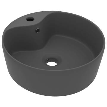 Luxury Wash Basin with Overflow Matt Dark Grey 36x13 cm Ceramic