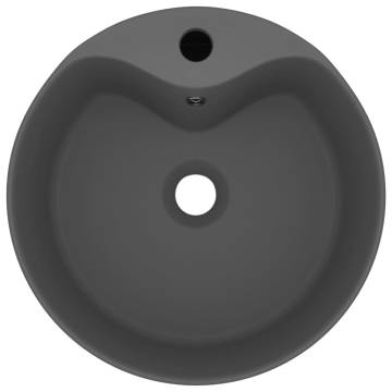 Luxury Wash Basin with Overflow Matt Dark Grey 36x13 cm Ceramic