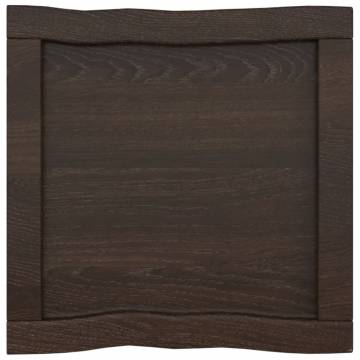 Table Top Dark Brown 40x40x(2-6) cm Treated Solid Wood Live Edge