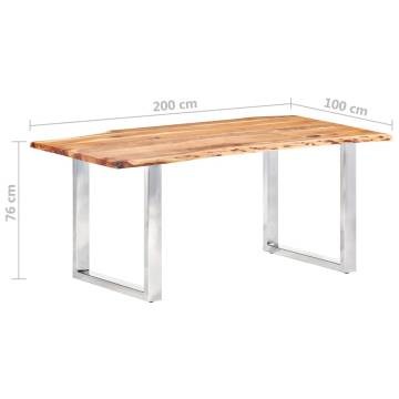 Dining Table with Live Edges Solid Acacia Wood 200 cm 3.8 cm