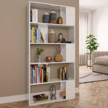 Book Cabinet/Room Divider High Gloss White 80x24x159 cm Engineered Wood