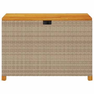 Garden Storage Box Beige 110x55x63 cm Poly Rattan Acacia Wood