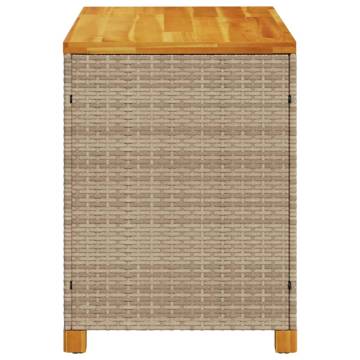 Garden Storage Box Beige 110x55x63 cm Poly Rattan Acacia Wood