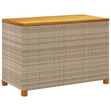 Garden Storage Box Beige 110x55x63 cm Poly Rattan Acacia Wood