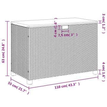 Garden Storage Box Beige 110x55x63 cm Poly Rattan Acacia Wood