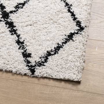 Shaggy Rug High Pile Modern Cream and Black 160x230 cm