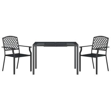 3 Piece Garden Dining Set Anthracite Steel